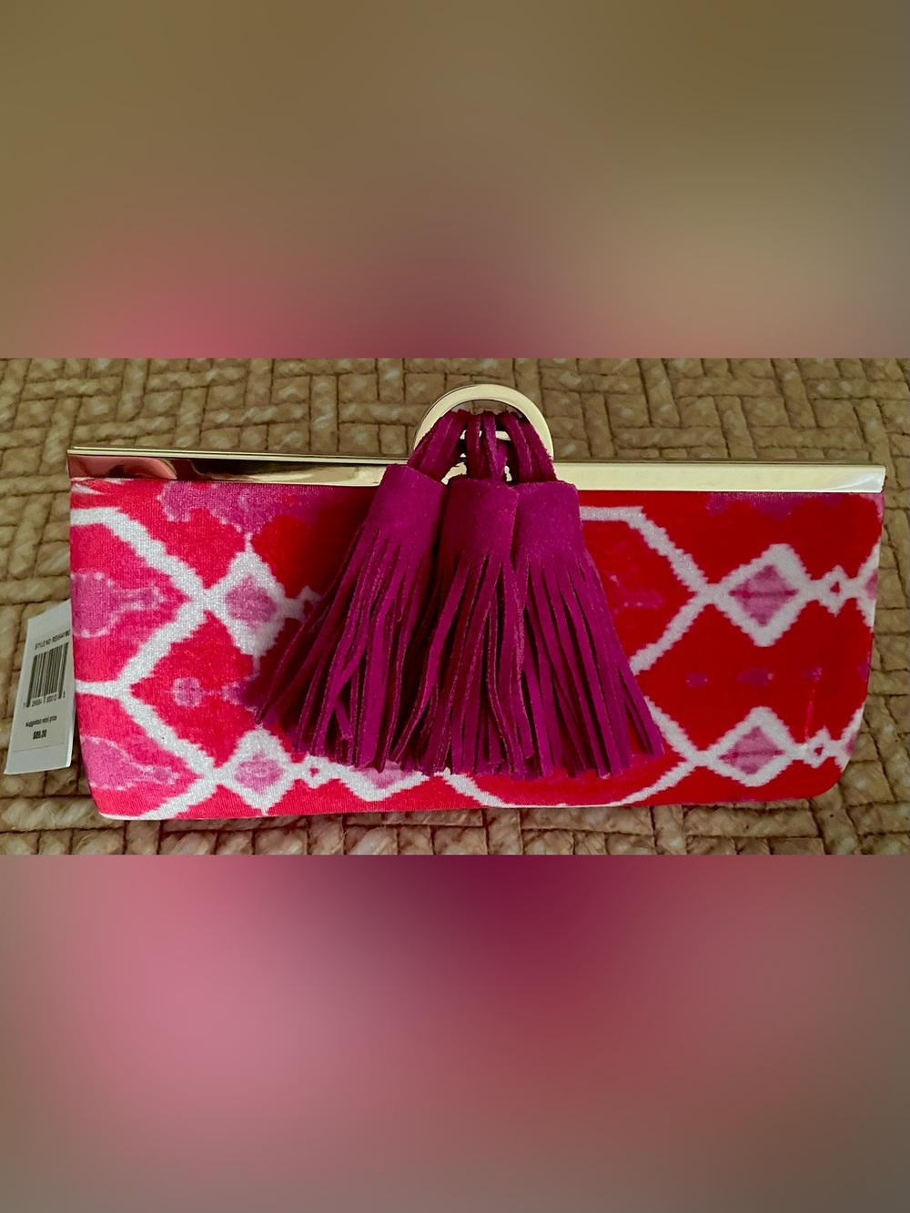 ISTI 
Starland 
Pink Multi Velvet Ikat 
Clutch, 
Convertible Handbag 
NWT